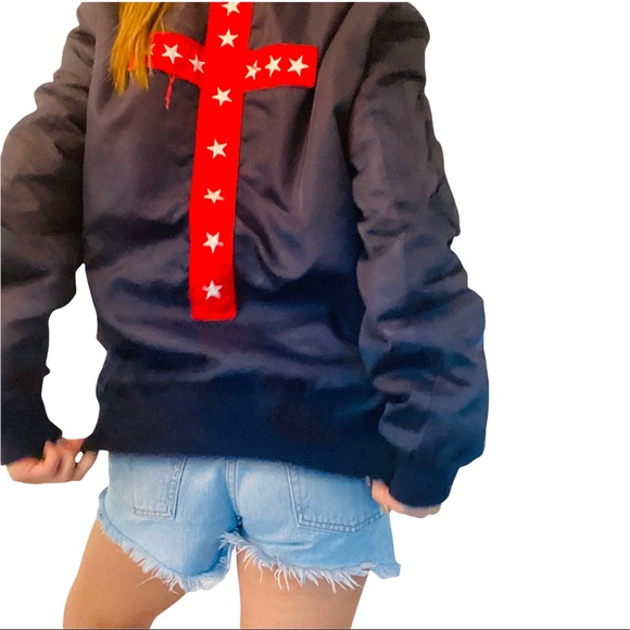 Kanye West X Yeezy Tour Bomber Jacket Navy with Cross EUC/Like New Unisex: Large - Picture 7 of 16